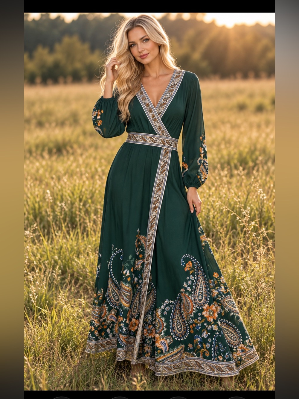 NWT Soft Surroundings Forest Green Maxi Dress